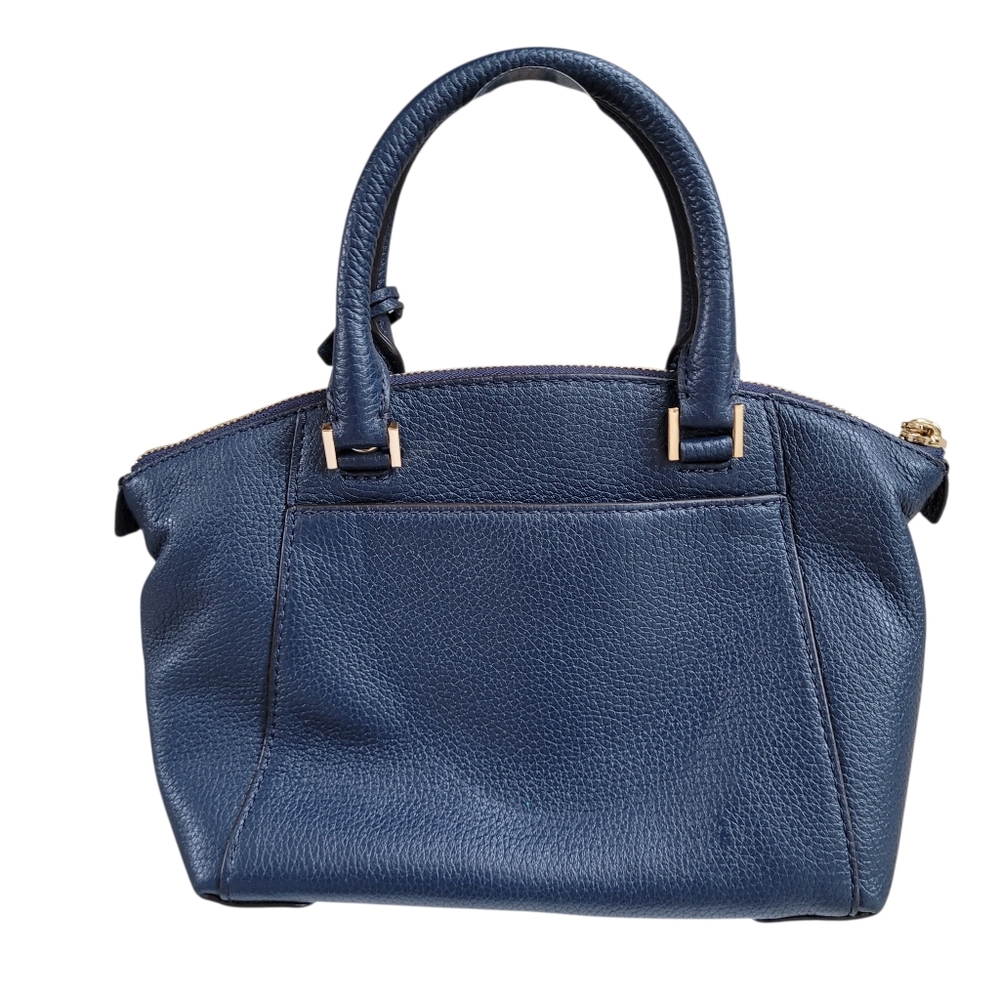 Like New Michael Kors Riley Blue Studded Patchwork Satchel - Picture 4 of 15